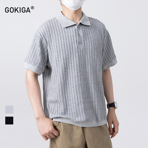 GOKIGA夏季老钱风短袖polo