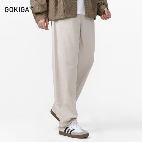 GOKIGA日系宽松纯棉直筒工装裤