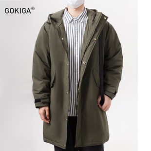 GOKIGA宫崎迦冬季保暖中长款日系外套男生潮流连帽保暖羽绒服9312