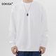 GOKIGA宫崎迦秋冬宽松基础款 套头圆领卫衣男潮流纯色打底T恤衫 099