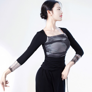 古典舞新款 上衣女中国舞练功服水墨舞蹈训练服成人艺考演出服春夏