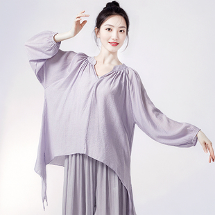 古典舞蹈服女长袖演出服装中国舞现代舞宽松练功服形体服上衣成人