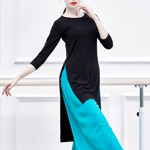 现代舞练功服女成人中长款古典舞中国舞蹈上衣开叉形体服舞蹈服装 - 封面