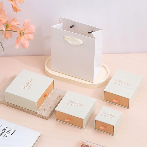 厂家批发蓝粉色抽屉盒项链耳钉戒指饰品首饰盒珠宝礼盒首饰包装盒