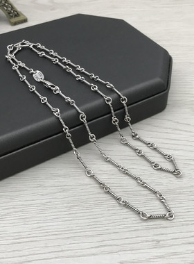 纯银项链复古竹节链时尚欧美潮饰