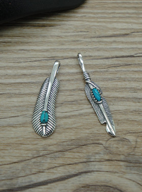 饰品复古时尚风镶嵌蓝色羽毛吊坠