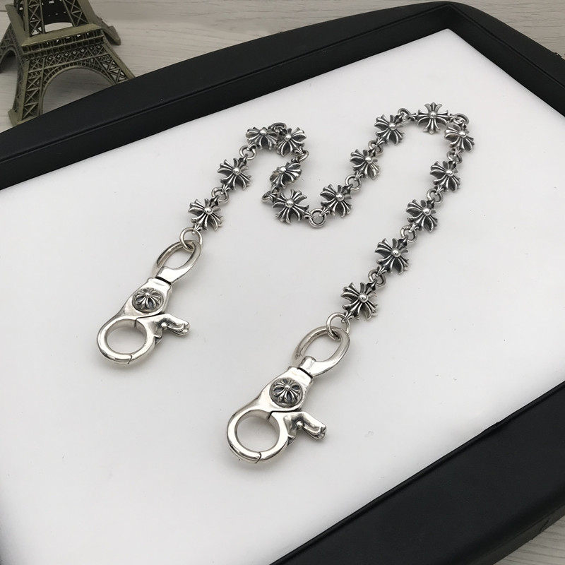 S925纯银裤链腰链时尚个性复古克罗风格包链男女士背包链潮流饰品