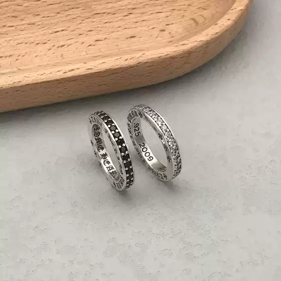 S925 Sterling Silver Ring Women's Fashion Stylish Simple Retro Thai Silver Hand-Inlaid Ring Women's Trendyy Jewelry