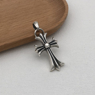 S925纯银吊坠男时尚个性复古十字架项坠男女款链坠欧美潮流饰品