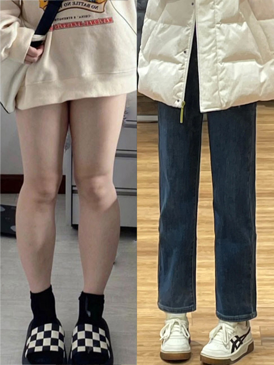 여성을 위한 복고 블루 그레이 컬 스트레이트 청바지 봄 가을 새로운 스타일 하이 웨이스트 슬림 작은 사람들을 위한 9부 담배 파이프 팬츠