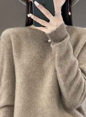 清仓一线成衣纯羊毛衫女圆领宽松纯色薄款百搭韩版针织打底衫毛衣