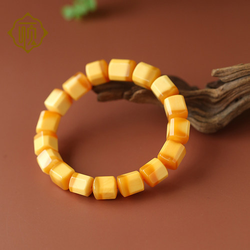 顽石灵 收藏级温润柔和缅黄玉聚宝盆形纯净自然手串W1-420