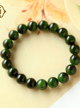 顽石灵玻璃光泽可遇不可求老坑聚宝盆半山半水碧玉手串W2-23