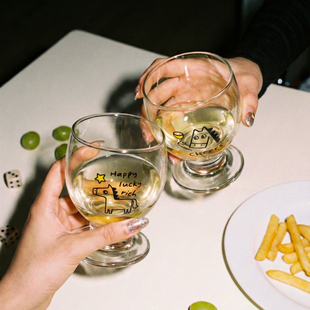 Chokaian原创马年可爱复古小酒杯高脚杯咖啡饮料shot杯一口杯ins