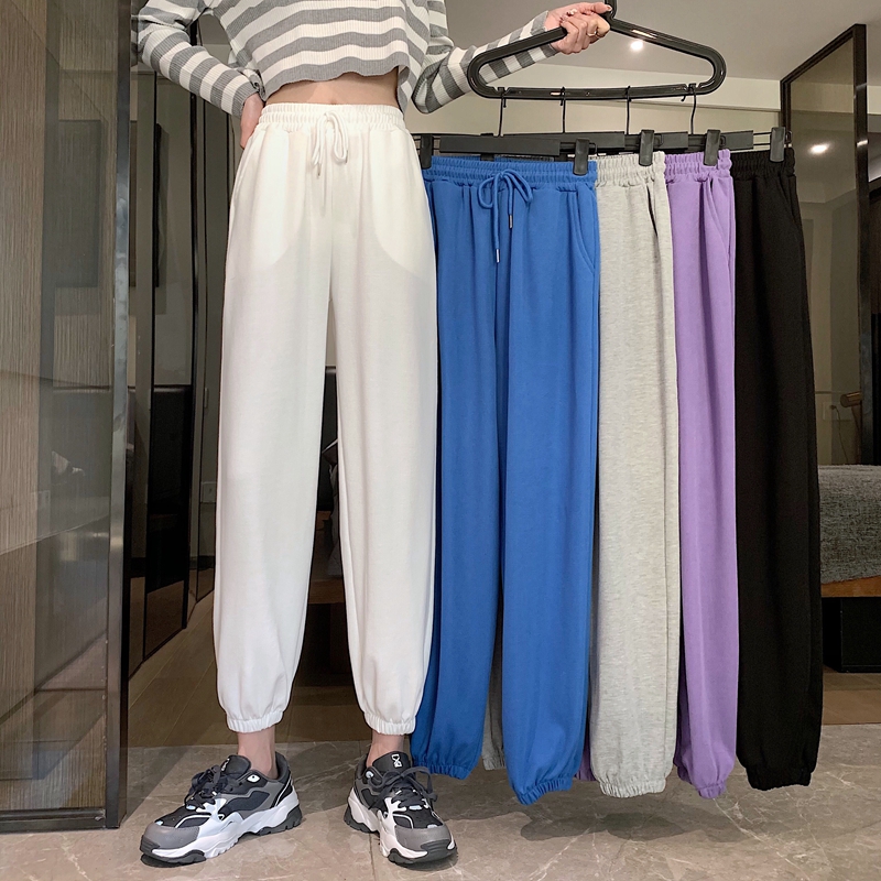 Real shot real price Harlan casual pants early spring 2021 new Korean students' design sense of drawstring pants