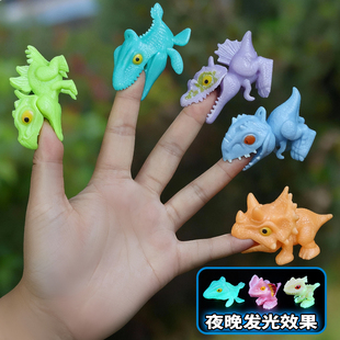 夜光咬手指小恐龙男孩仿真霸王龙三角龙关节可动模型发光恐龙玩具