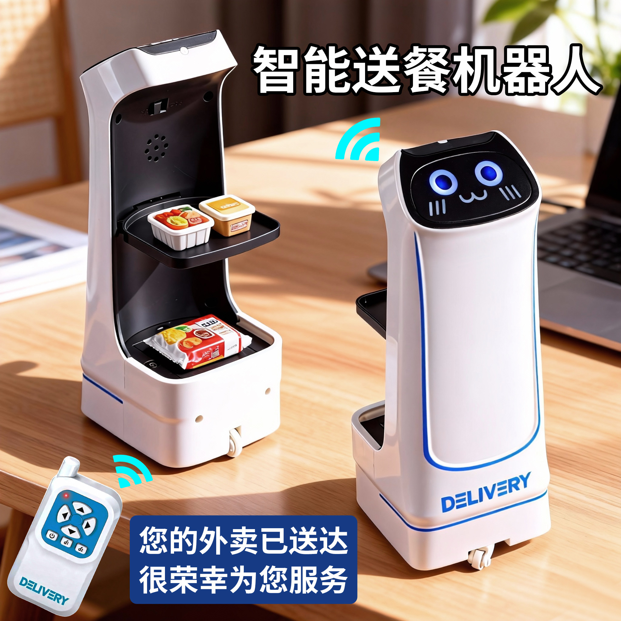 黑科技送货运输饮料零食车亲子互动创意玩具男女孩萌趣送餐机器人