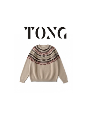 （童童专属）小禾-费尔岛复古提花针织衫女宽松毛衣打底衫-289