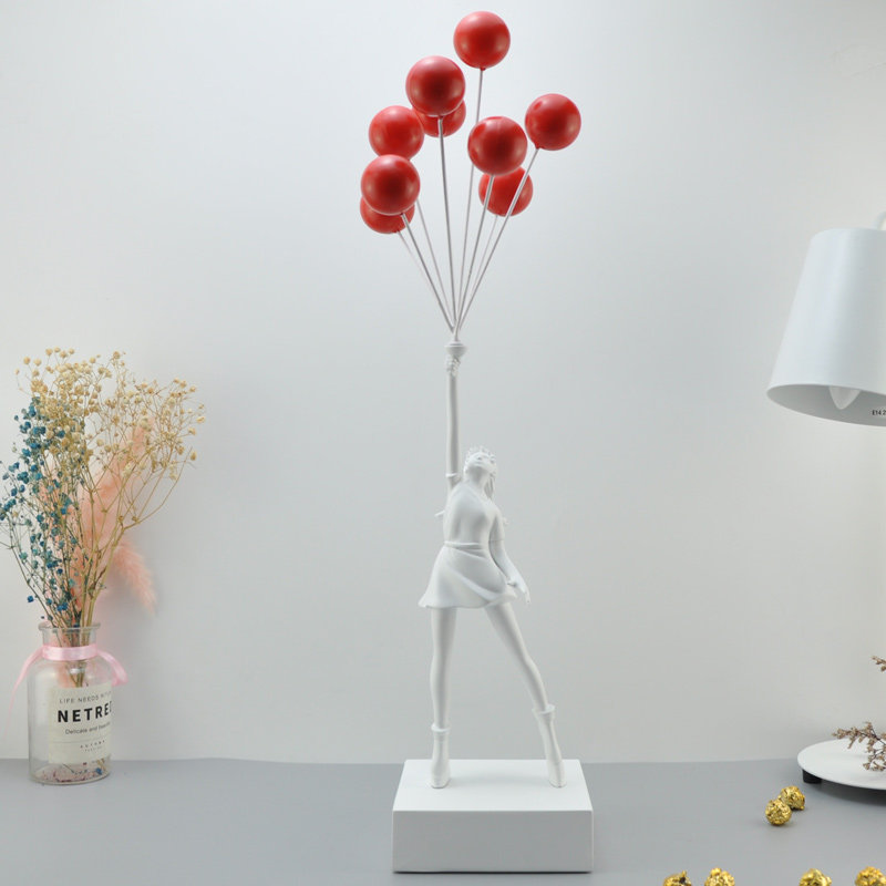 banksy班克西气球女孩摆件现代艺术树脂雕塑flying balloons girl
