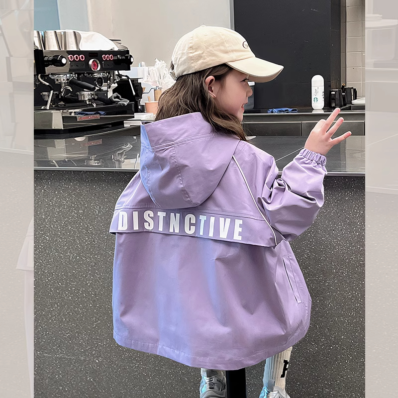 女童外套春秋款2025新款女孩宝宝洋气休闲冲锋衣儿童春装时髦风衣