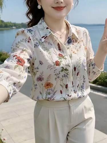 2026夏季新款韩版宽松显瘦百搭花色衬衫女设计感小众上衣时尚
