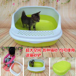 新品大小号半封闭式膨润土松木猫砂便盆猫咪厕所训练器