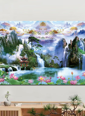 堂口供桌山水画佛仙堂风水装饰画
