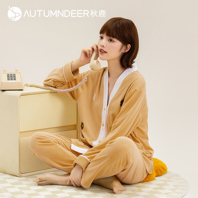 秋鹿海岛绒长袖长裤女套