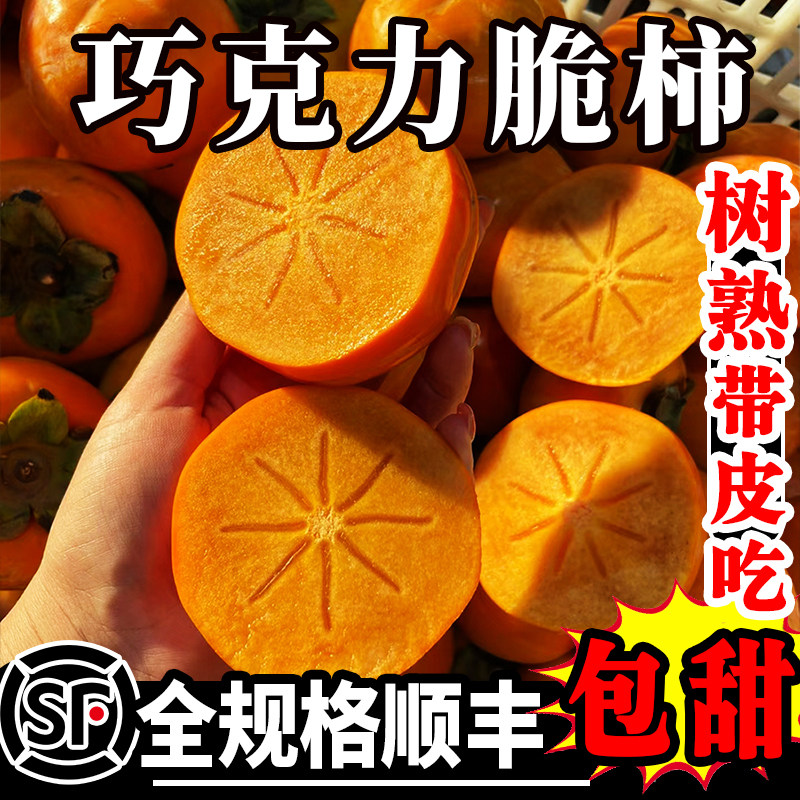 巧克力脆柿子新鲜水果柿子当季正宗冰糖心黄甜脆火晶柿子整箱包邮