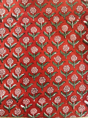 印度进口 印度长绒棉手工雕版拓印植物染棉布（1米包邮）