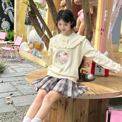 COSME【椰椰奶芙】秋冬新品nono狗联名套头米色毛衣甜美可爱减龄