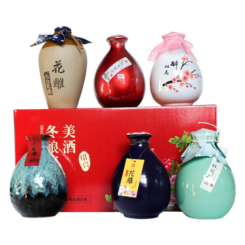 绍兴特产花雕黄酒糯米十六年二十年桂花红枣六种不同口味送礼礼盒