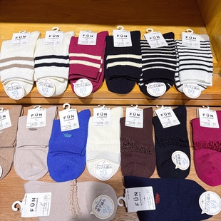 外单日单福zhu袜子女春夏新品 拼色条纹低帮袜韩系百搭女士短筒袜