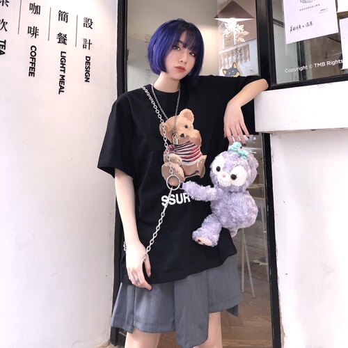 正品 SSUR PLUS联名ICONSLAB小熊短袖情侣宽松T恤男女潮牌Tee