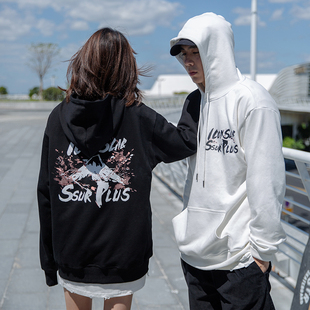 日本潮牌 SSUR联名ICONSLAB水墨富士山粉色连帽衫卫衣男潮牌情侣