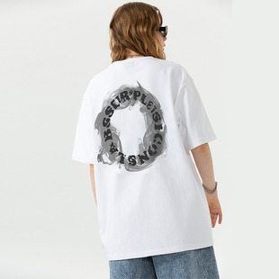 ICONSLAB联名SSUR PLUS烟雾印花短袖男女情侣潮牌T恤宽松休闲半袖