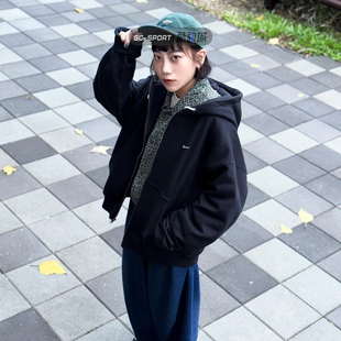 NIKE耐克LAB男简约加绒保暖运动休闲拉链连帽外套卫衣 063 DR0404