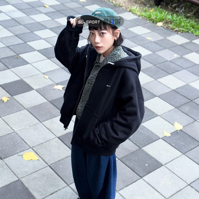 NIKE耐克LAB男简约加绒保暖运动休闲拉链连帽外套卫衣 DR0404-063