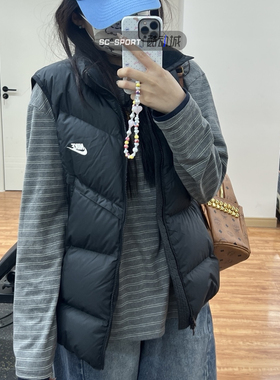 NIKE耐克男子秋冬保暖运动休闲立领羽绒服马甲背心外套DV1136-010