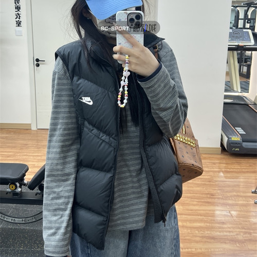 NIKE耐克男子秋冬保暖运动休闲立领羽绒服马甲背心外套DV1136-010