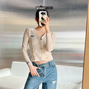 正品耐克NIKE女V领鱼骨辣妹上衣修身显瘦长袖夹克开衫外套 FD4797