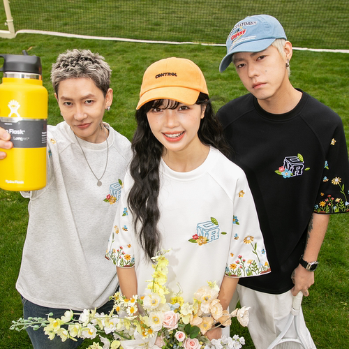 花卉刺绣情侣短袖t恤2026新款