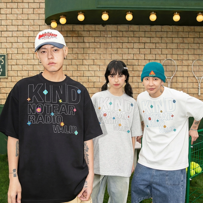 NOTEARS 2026夏季新款字母刺绣休闲纯色T恤男美式复古情侣款短袖