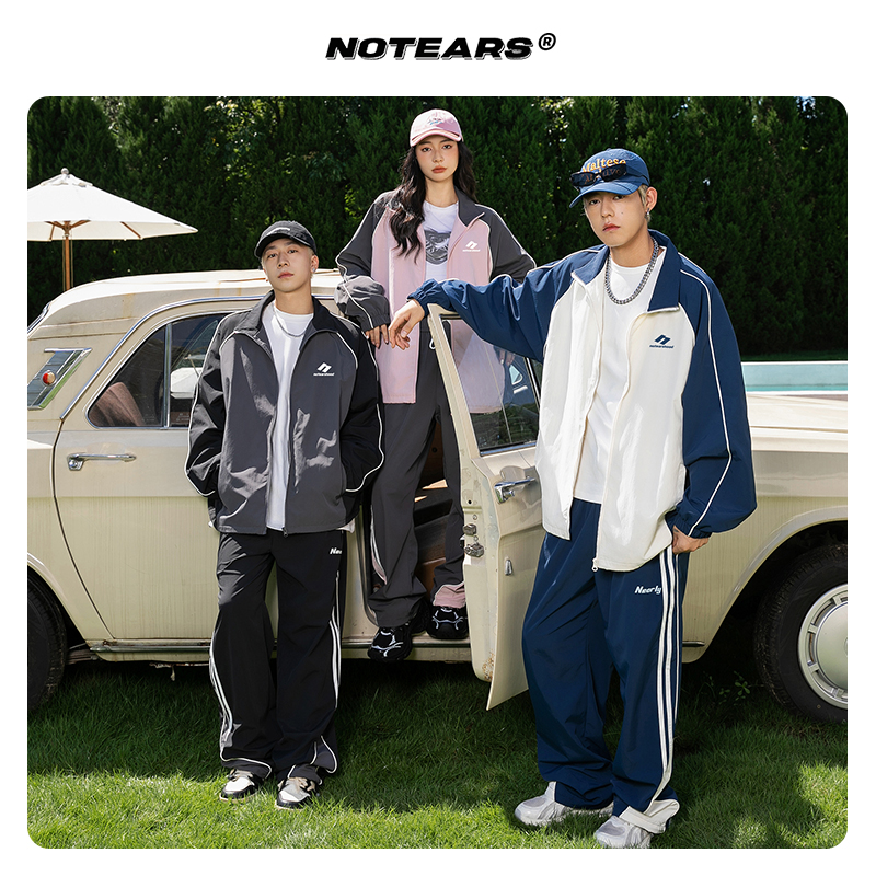 NOTEARS/没有眼泪 美式慵懒休闲运动套装夹克情侣TZ22A+K353