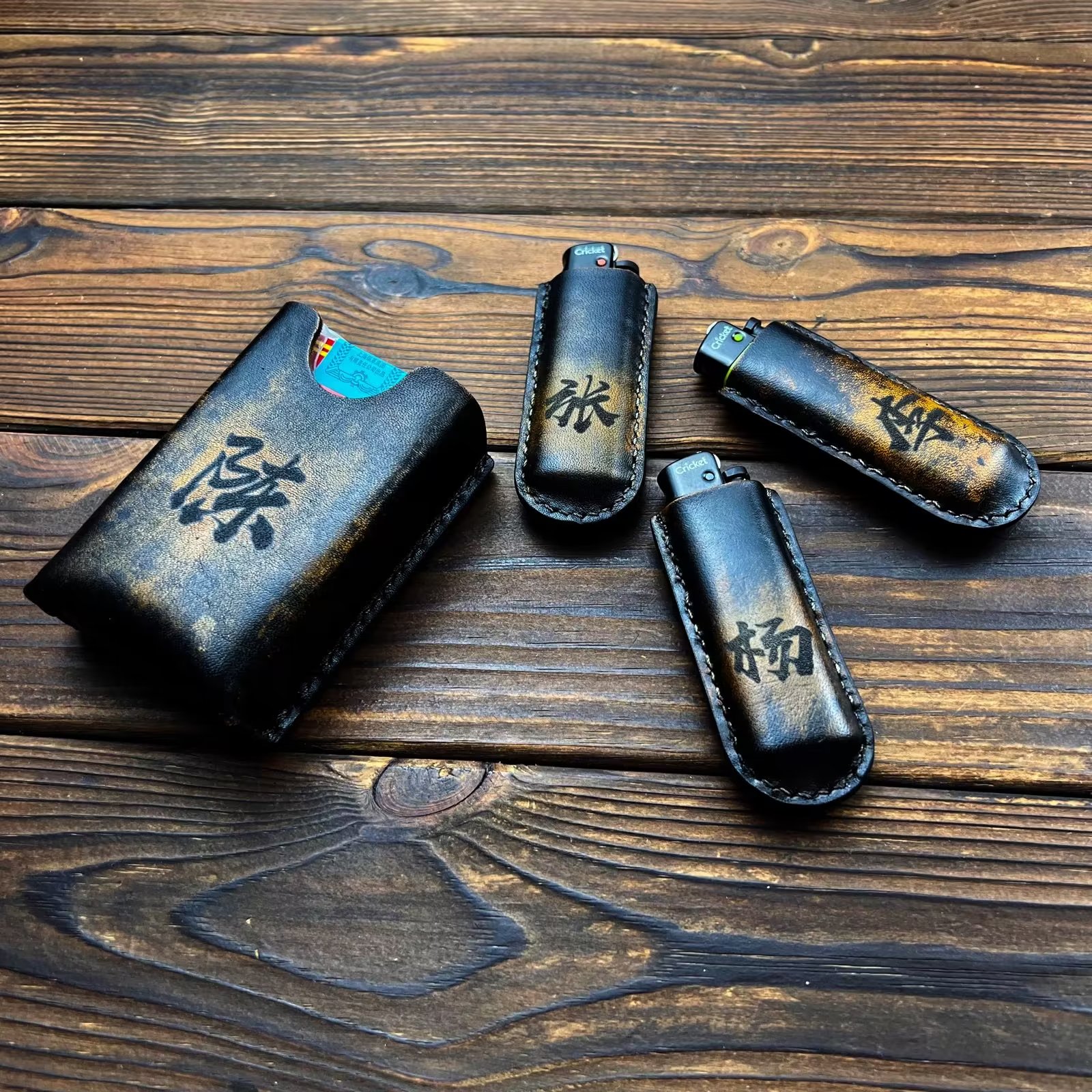 原创烟盒头层牛皮手工制作