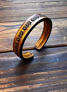 原创复古情侣款牛皮手镯美式植鞣