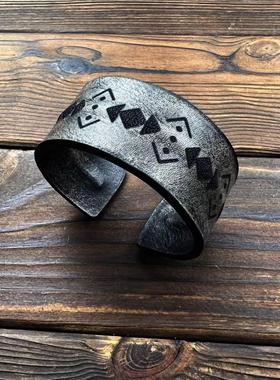 原创复古头层牛皮手工手镯手环