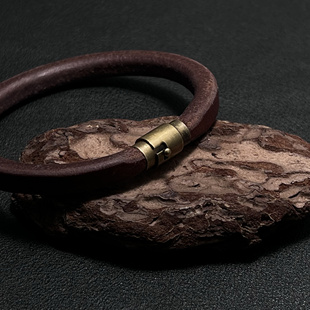 小周手作 进口日本枥木皮铜吸扣手镯手环 流行潮流情侣手镯