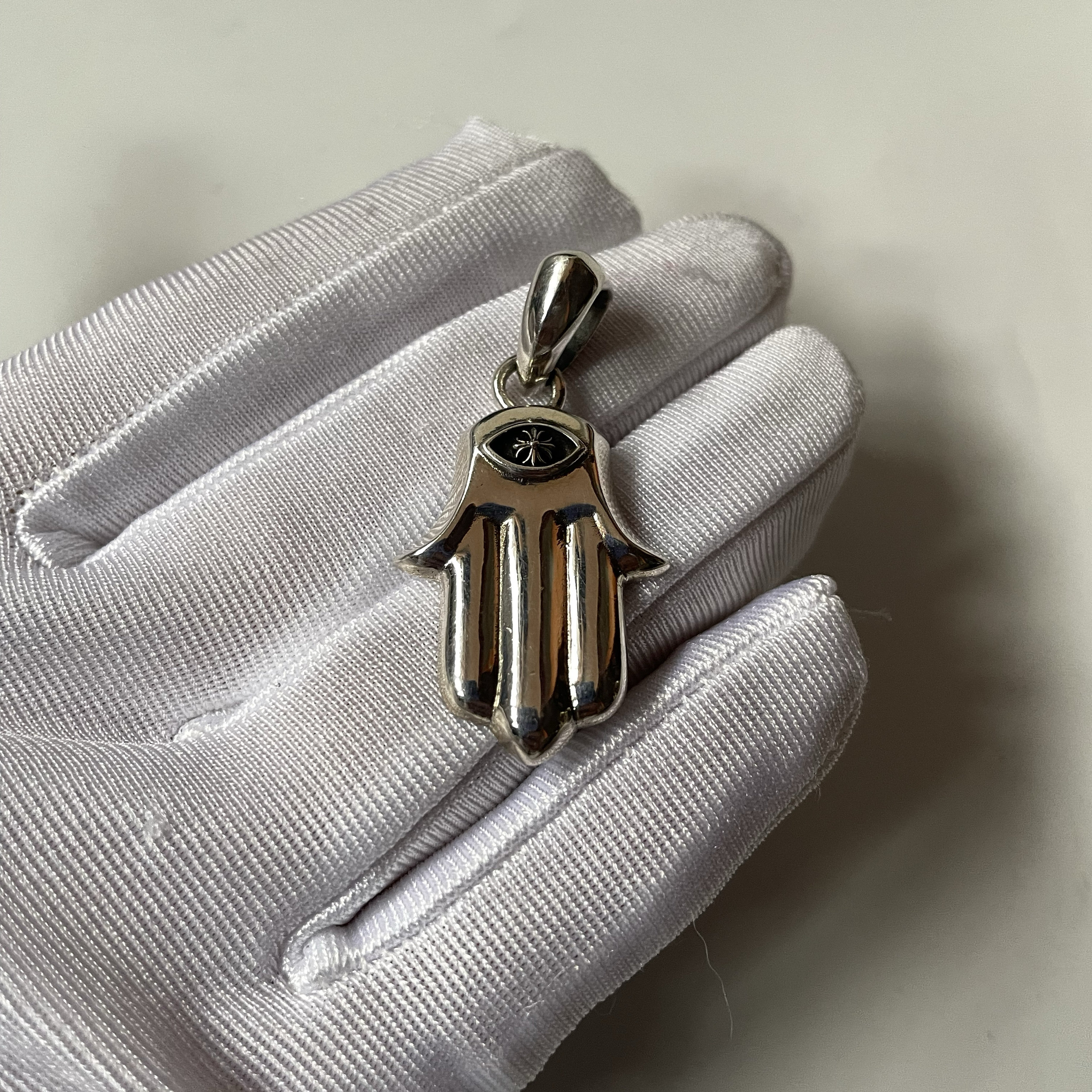 小周手作 制作S925纯银佛手吊坠 潮流朋克风格现货