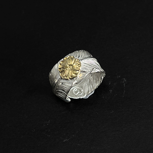 925纯银 小周高桥吾郎 菊地健 kikuchi 蔷薇花羽毛戒指情侣 ken